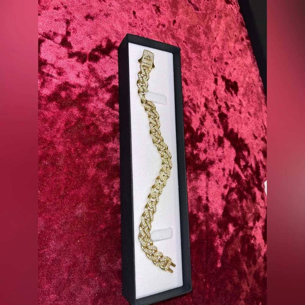14K✨ Miami Cuban Link Chain Bracelet ✨ 21gr -Gold and Silver Bracelet
